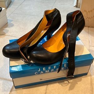 Unique Jeffrey Campbell ankle strap round toe pump